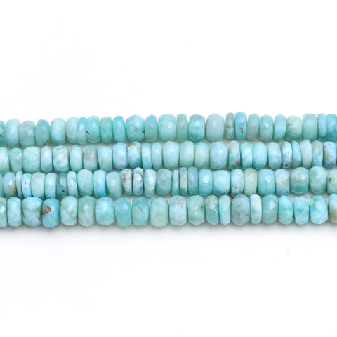 Larimar Green Rondell Faceted Natural Beads 8 Inches Strands