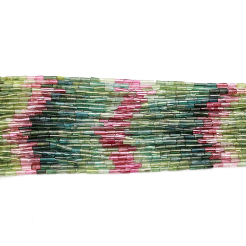 Multi Tourmaline Shaded Multicolor Tube Smooth Natural Beads 12 inches Strands