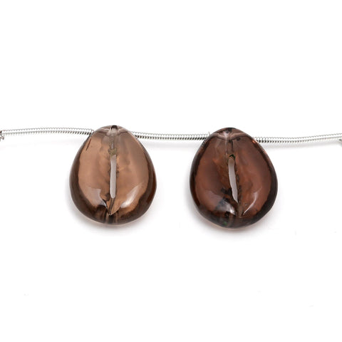 Smoky Quartz Brown Cowrie Shell Carving Natural 19 MM Beads