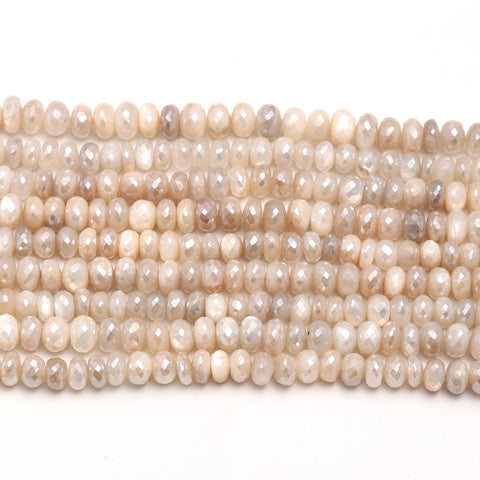 Mystic Coated Moonstone Rondell Faceted Natural Beads 15 Inches Strands