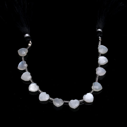 Grey Moonstone Heart Faceted Natural Beads 8 Inches Strands