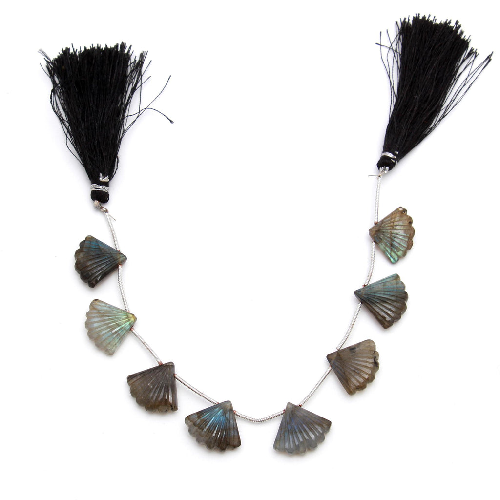 Labradorite Grey Smooth Carving Natural Beads 8 Inches Strands