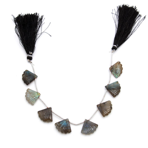 Labradorite Grey Smooth Carving Natural Beads 8 Inches Strands