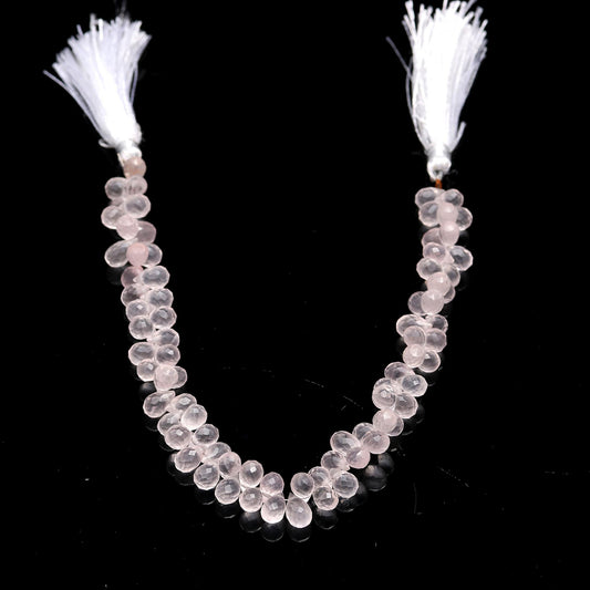 Rose Quartz Pink Drop Faceted Natural Beads 8 Inches Strands