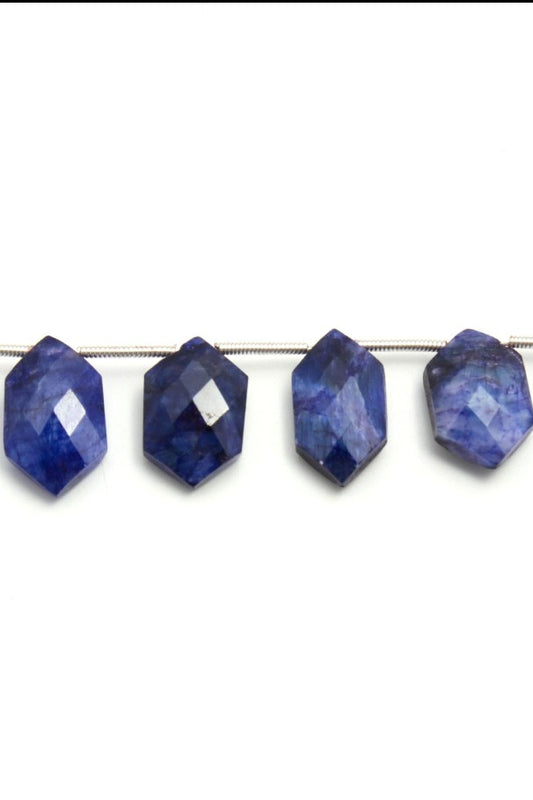 Blue Dyed Quartz Hexagon Faceted Natural Beads