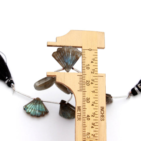 Labradorite Grey Smooth Carving Natural Beads 8 Inches Strands
