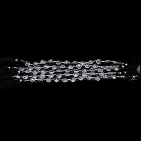 Crystal Quartz White Heart Faceted Natural Beads 8 Inches Strands