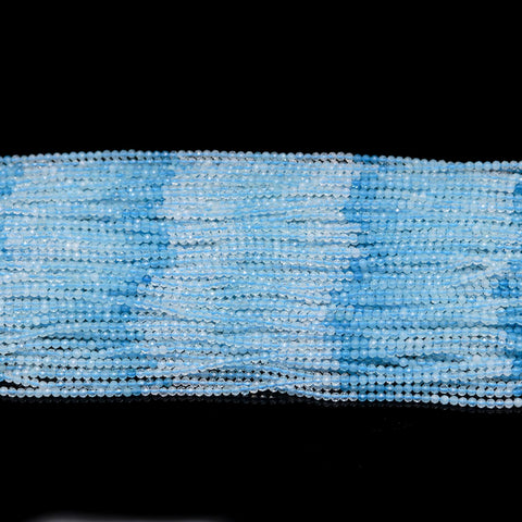 Aquamarine Shaded Blue Round Faceted Natural Beads 12.5 Inches strands