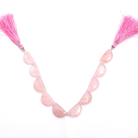 Rose Quartz Pink D Shape Faceted Natural Beads