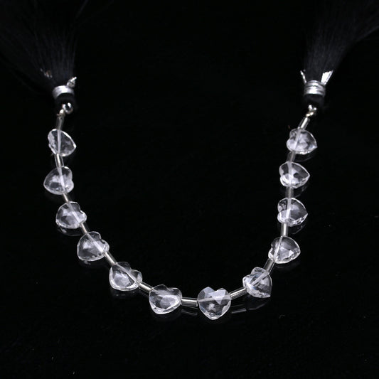 Crystal Quartz White Heart Faceted Natural Beads 8 Inches Strands