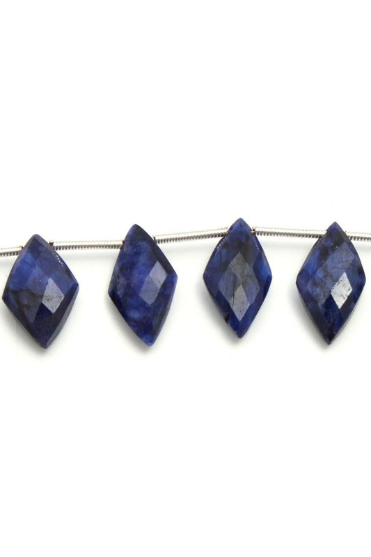 Blue Dyed Quartz Rhombus Faceted Natural Beads