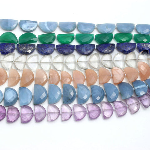 Crystal Quartz Clear D Shape Faceted Natural Beads