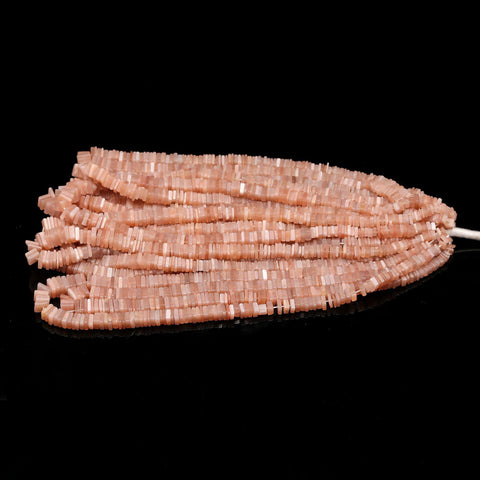Moonstone Peach Square Chips Smooth Natural Beads 8 inches Strands