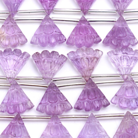 Pink Amethyst Purple Umbrella Carving Natural Beads 8 Inches Strands