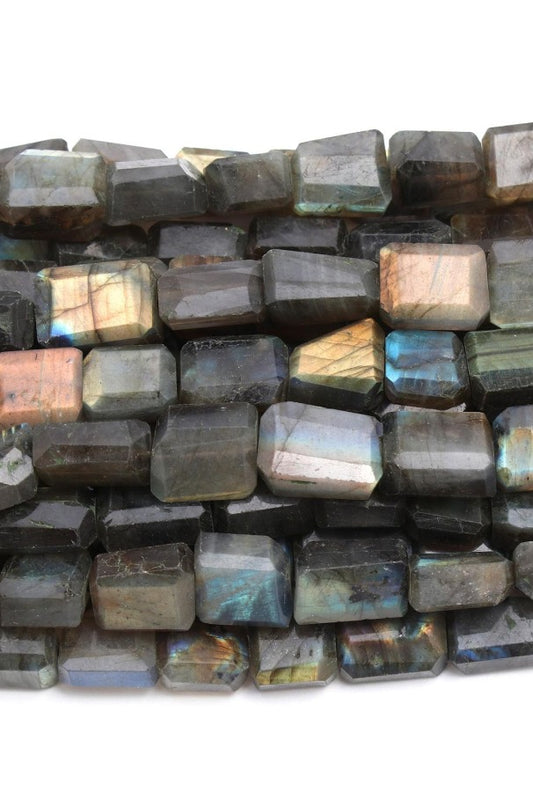 Labradorite Grey Nugget Faceted Natural Beads