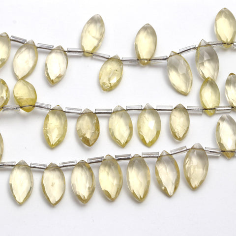 Lemon Quartz Yellow Marquise Faceted Natural Beads 8 Inches Strands