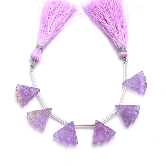 Pink Amethyst Purple Umbrella Carving Natural Beads 8 Inches Strands
