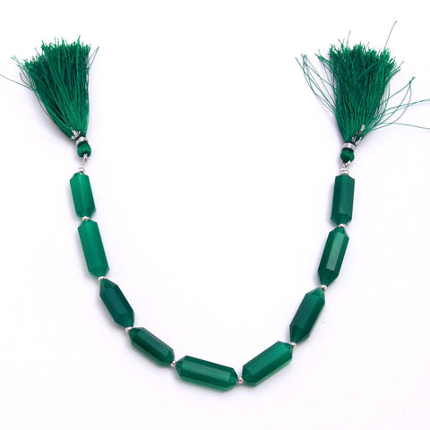 Green Onyx Double Pencil Faceted Natural Beads