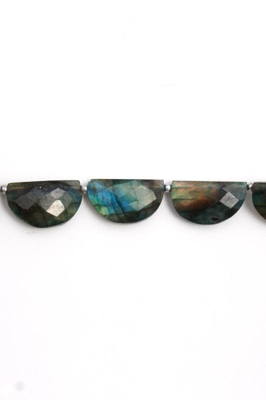 Green Labradorite Green D Shape Drill Heat Treated Natural Beads