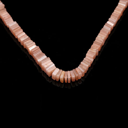Moonstone Peach Square Chips Smooth Natural Beads 8 inches Strands