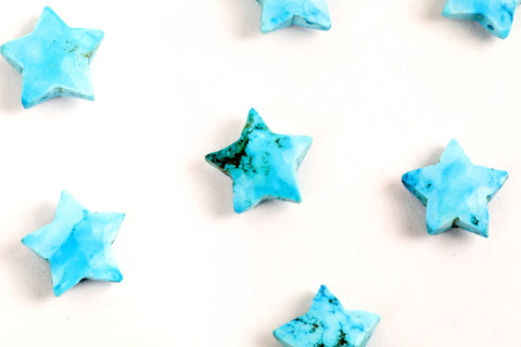 Turquoise Blue Star Faceted Natural Beads