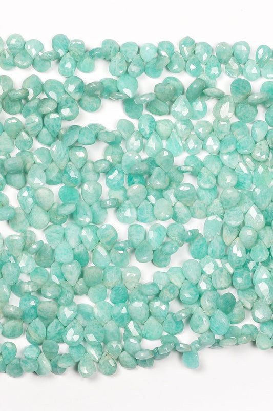 Amazonite Green Pear Faceted Natural Beads