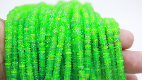 Ethiopian Opal Green Tire Smooth Natural Beads 16 Inches Strands