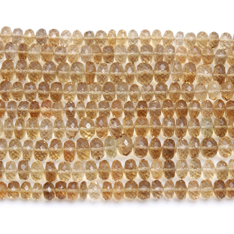 Citrine Lemon Rondelle Faceted Natural Beads 8 Inches Strand