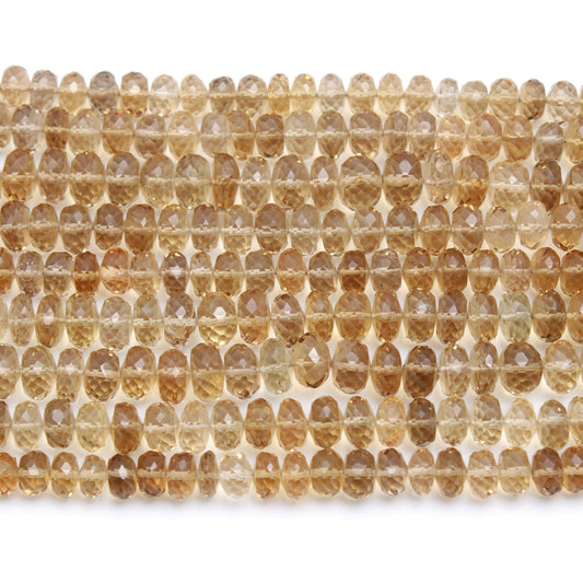 Citrine Lemon Rondelle Faceted Natural Beads 8 Inches Strand