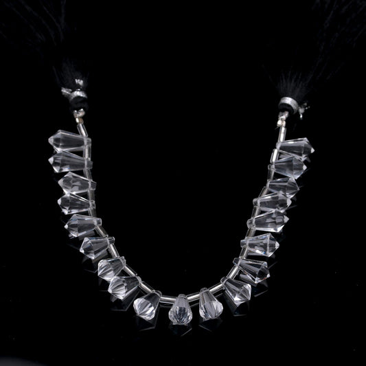 Crystal Quartz White Spintop Faceted Natural Beads 8 inches Strands