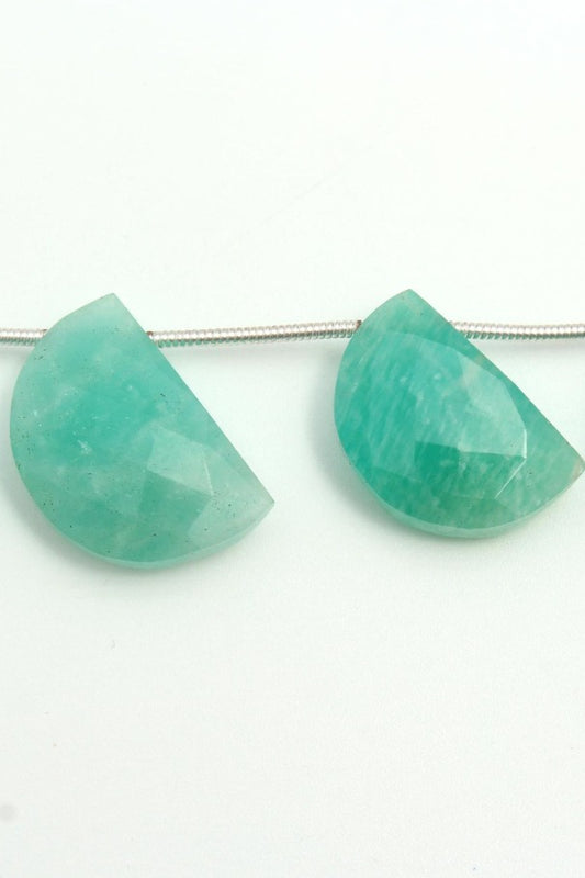 Amazonite Green D Shape Faceted Natural Beads
