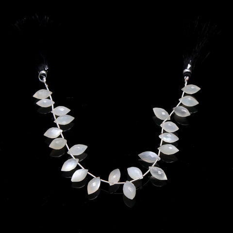 White Moonstone Dew Drop Faceted Natural Beads