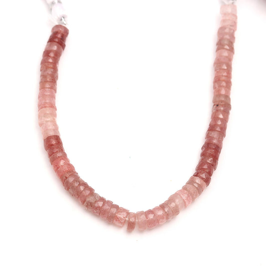 Strawberry Quartz Pink Shaded Tire Faceted Natural Beads 8 Inches Strands