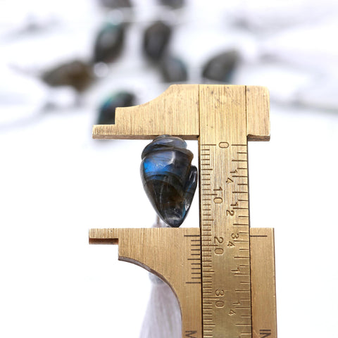 Labradorite Grey Conch Shell Carving Natural Pair Beads