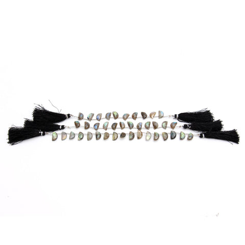 Labradorite Grey D Shape Faceted Natural Beads 8 Inches Strands