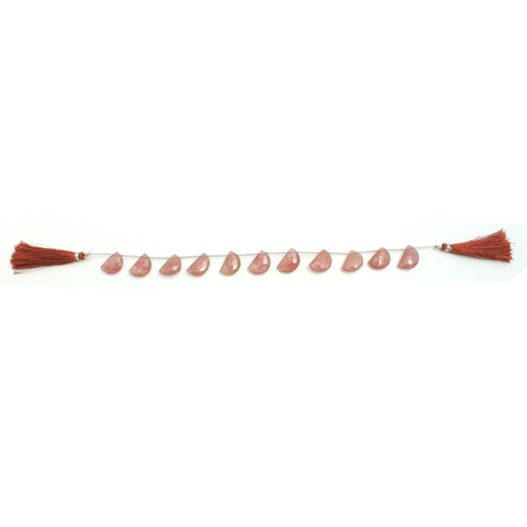Strawberry Quartz Pink D Shape Faceted Natural Beads