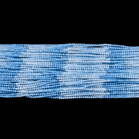 Aquamarine Shaded Blue 2 MM Round Faceted Natural Beads 12.5 inches Strands