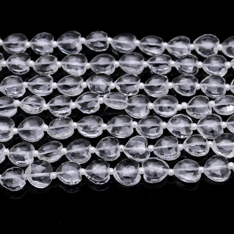 Crystal Quartz White Heart Faceted Natural Beads 8 inches Strands