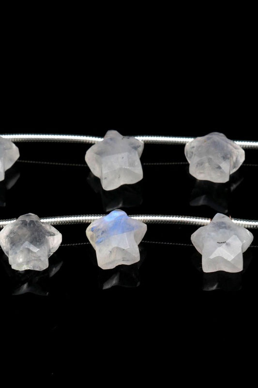 Rainbow Moonstone Star Faceted Natural Beads