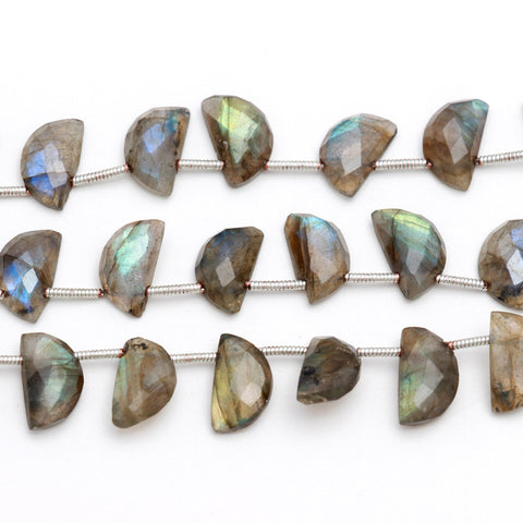 Labradorite Grey D Shape Faceted Natural Beads 8 Inches Strands