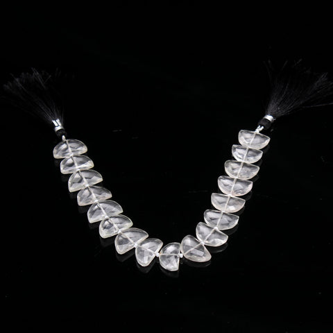 Crystal Quartz Clear D Shape Faceted Natural Beads