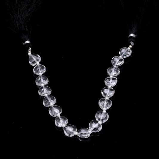 Crystal Quartz White Heart Faceted Natural Beads 8 inches Strands