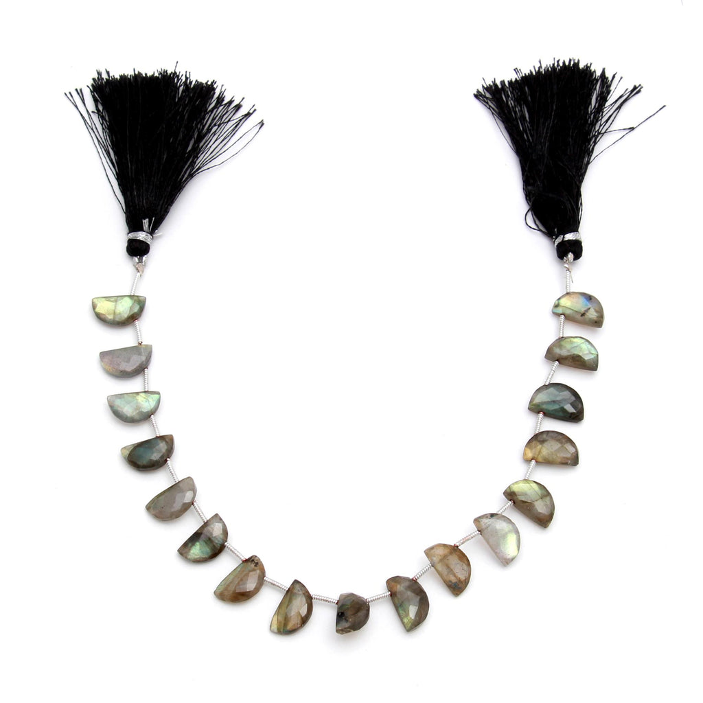 Labradorite Grey D Shape Faceted Natural Beads 8 Inches Strands