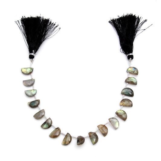 Labradorite Grey D Shape Faceted Natural Beads 8 Inches Strands