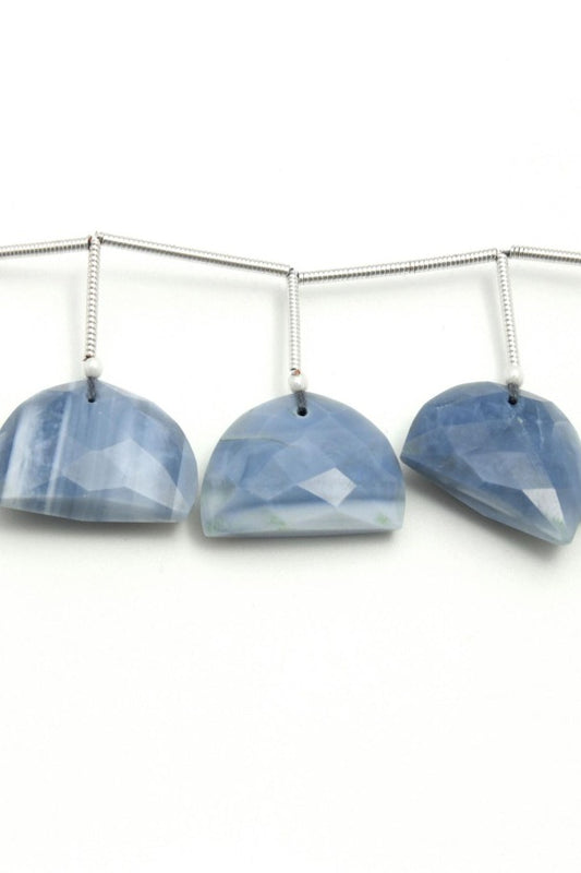 Blue Opal Blue D Shape Faceted Natural Beads