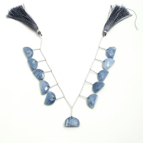Blue Opal Blue D Shape Faceted Natural Beads
