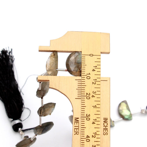 Labradorite Grey D Shape Faceted Natural Beads 8 Inches Strands