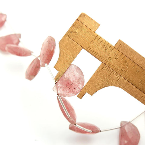 Strawberry Quartz Pink D Shape Faceted Natural Beads