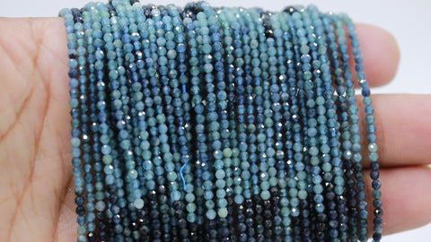 Grandidierite Blue Round Faceted Natural Beads 12.5 Inches Strands
