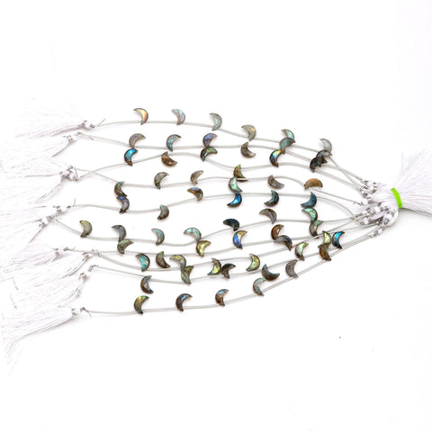 Labradorite Grey Moon Smooth Natural Beads 6 Pieces
